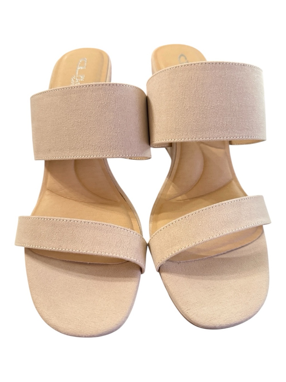 CL by Laundry Fanciful Nude Super Suede Wedge Sandals Size 10 EU 41 NIB